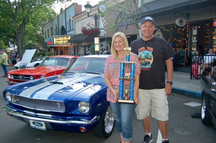 Best in Show winners Sam and Cherrie Melton, 1966 Ford Mustang Fastback.
