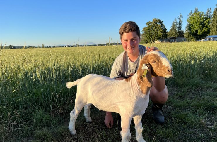 Sam with one of his 4-H goats